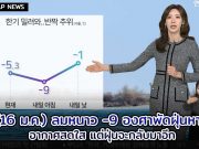 (16 ม.ค.) ลมหนาวพัดฝุ่นละอองเกลี้ยง แลกมากับความหนาว -9 องศาในช่วงเช้า พยากรณ์อากาศเกาหลี
